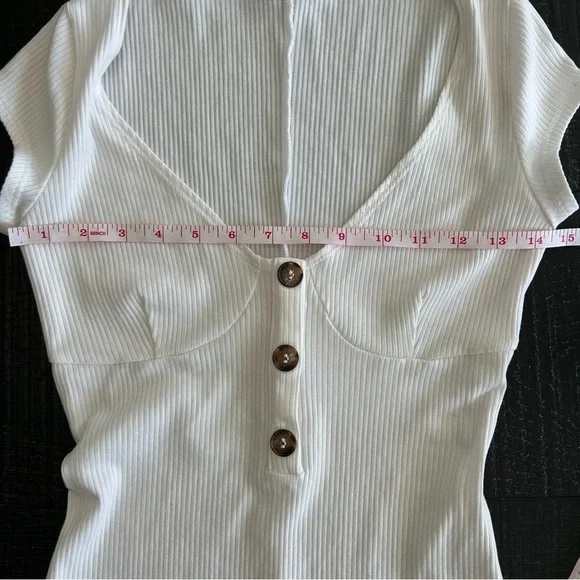 Reformation Ivory Ribbed Bodysuit - Picture 3 of 8